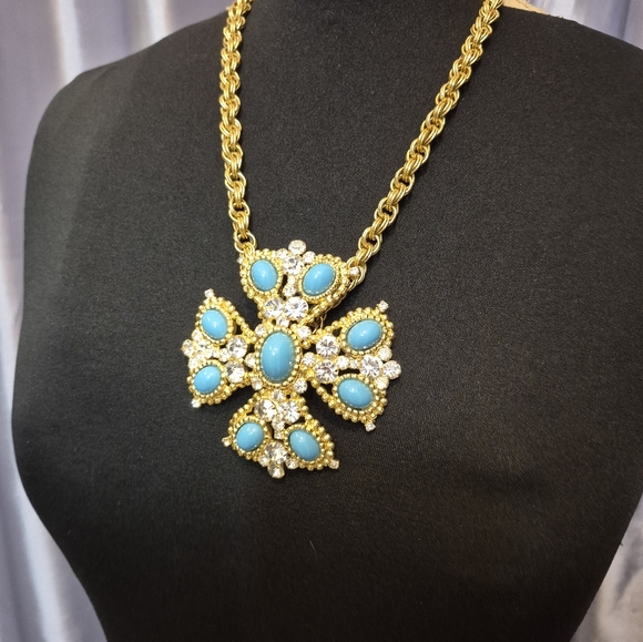 Vintage  KJL   RARE Turquoise Gold Belt/pendent - Picture 12 of 12